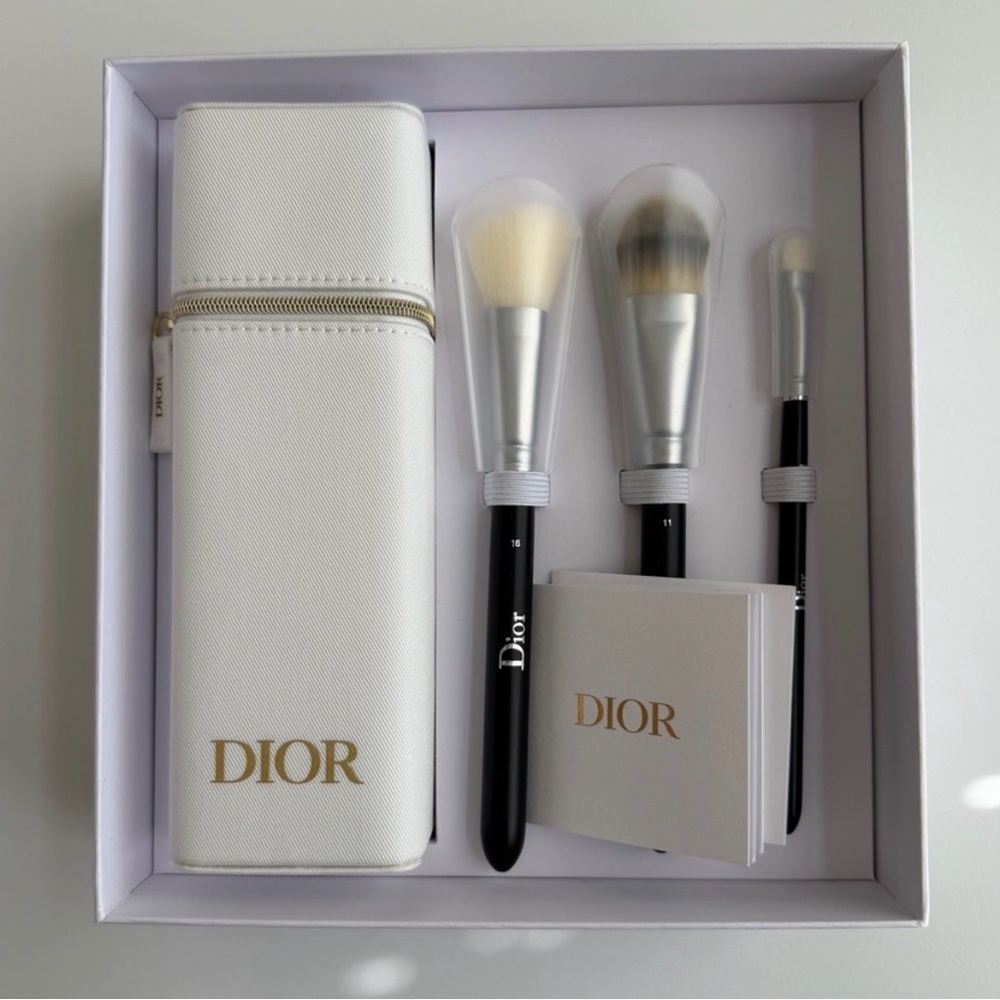 Dior White & Black Brush Set with Gold Logo